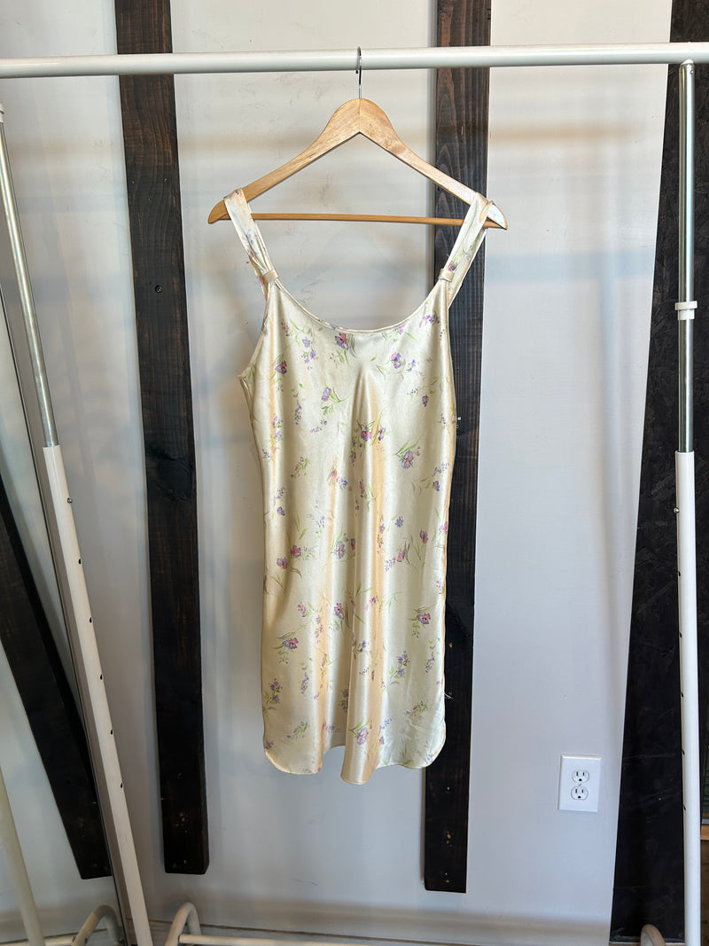 Vintage Satin Floral Mini Dress